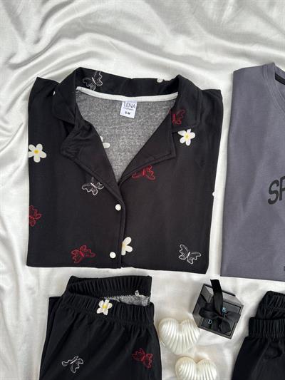 Siyahın Gücü 4 Parça Sevgili Pijama Seti