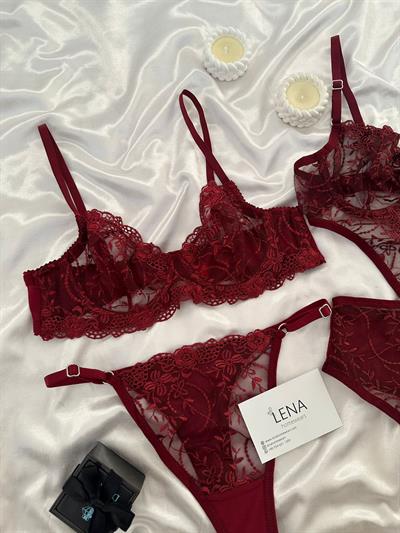 Sofla Bordo Üçlü İç Çamaşır Seti 