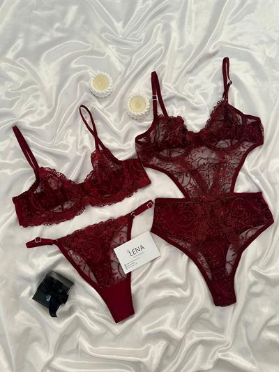 Sofla Bordo Üçlü İç Çamaşır Seti 