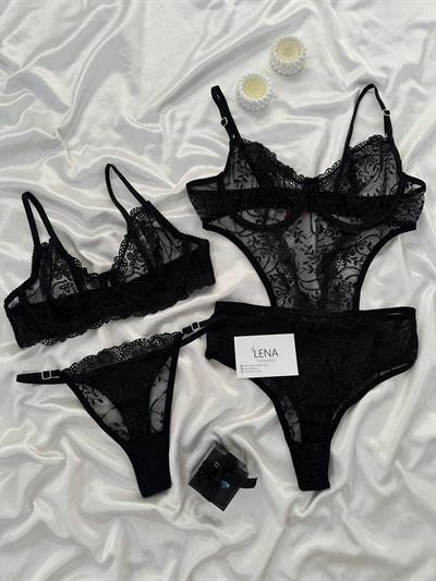 Sofla Siyah Üçlü İç Çamaşır Seti 