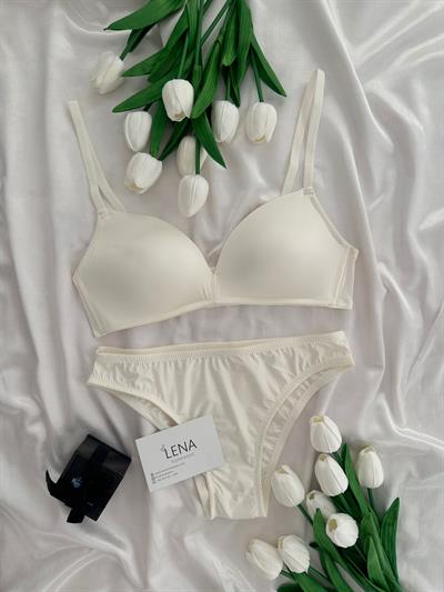 Softy Günlük Ekru Desteksiz Sütyen Takımı