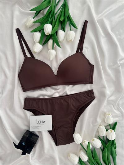 Softy Günlük Kahve Renkli  Desteksiz Sütyen Takımı