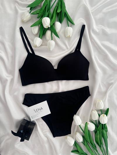Softy Günlük Siyah Desteksiz Sütyen Takımı