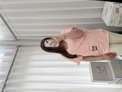 Somon Ayıcık İşlemeli Bürümcük Sabahlık Pijama Takımı