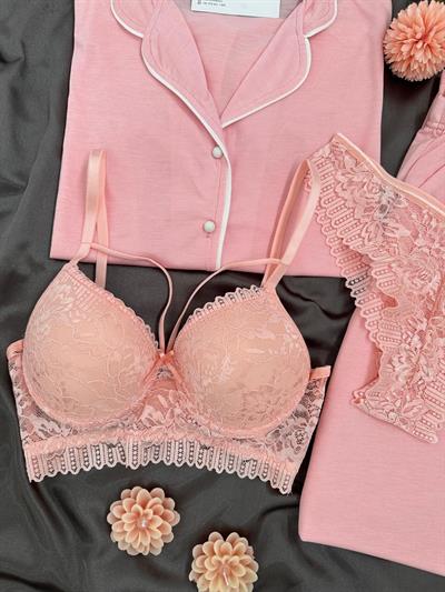 Somon Biyeli 4lü Kısa Kollu Pijama Takım