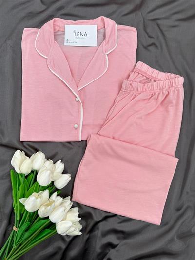 Somon Biyeli Kısa Kollu Pijama Takım