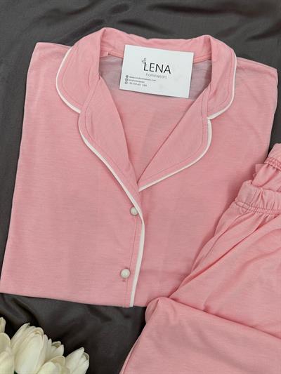 Somon Biyeli Kısa Kollu Pijama Takım