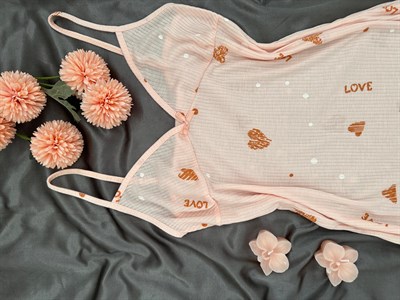 Somon Love Raporlu Gecelik Pijama Takımı
