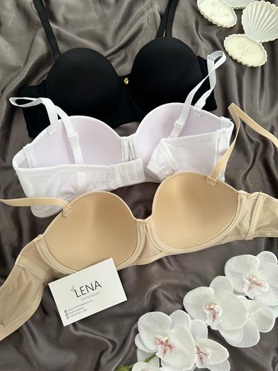 Straplez Kesim Üç Renk Sütyen Takımı