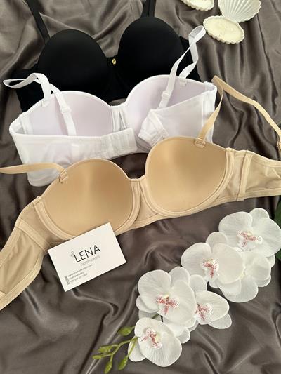 Straplez Kesim Üç Renk Sütyen Takımı