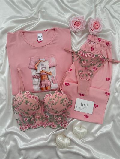 Uyuyan Güzel Dörtlü Pijama Seti 