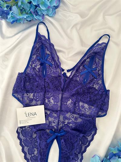 Vansey Lacivert Özel Bölgesi Açık Bodysuit