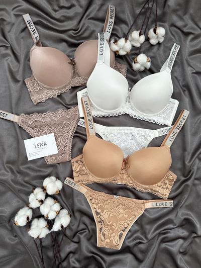 Vento Üç Renk Taşlı Sütyen Seti