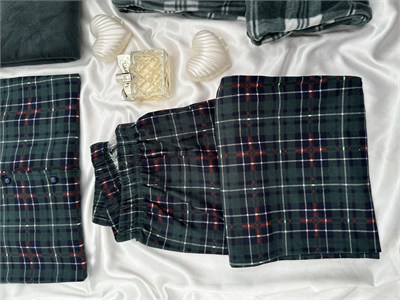 Yeşil Ekose Günlük Rahat Sevgili Çift Uzun Kollu Pijama Takımı (2li Set)