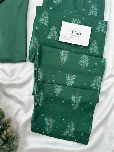Yeşil Yılbaşı Desenli Termal Pijama Seti 