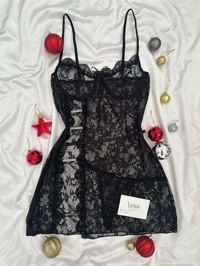 Yılbaşı Özel Siyah Dantel Gecelik