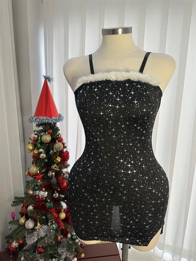 Yılbaşı Yıldızım Tüy Detaylı Gecelik