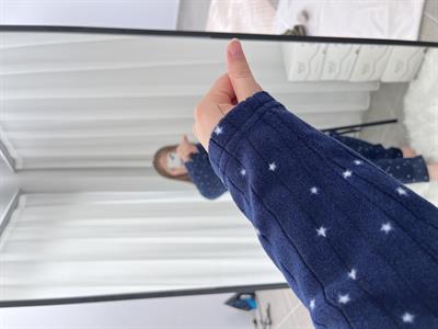 Lacivert Kayak İşleme Detaylı Polar Pijama takımı