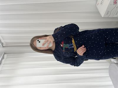 Lacivert Kayak İşleme Detaylı Polar Pijama takımı