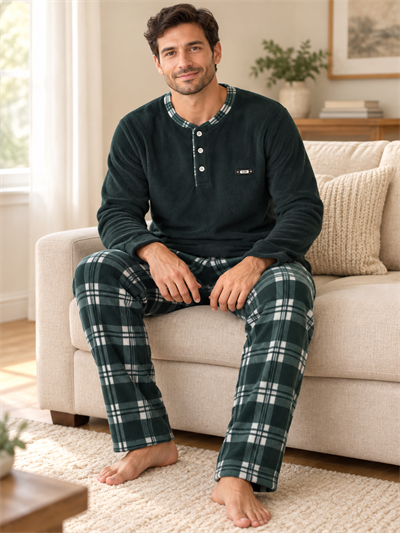 Zümrüt Polar Erkek Uzun kollu Pijama Takımı