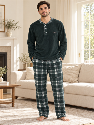 Zümrüt Polar Erkek Uzun kollu Pijama Takımı