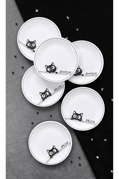 ŞAPŞAL KEDİLER 6 PARÇA LÜX TATLI TABAĞI SETİ