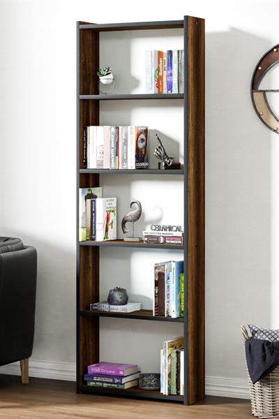 Ceramical Kts2 Modern Kitaplık / 5 Raflı - 60x180 Cm - Ceviz