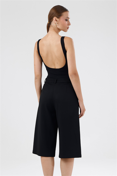 Capella Saten Gabardin Siyah Bermuda , Pantolon