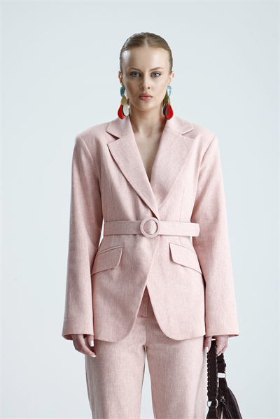 DİEL Kumaş Kemerli Pembe Ceket