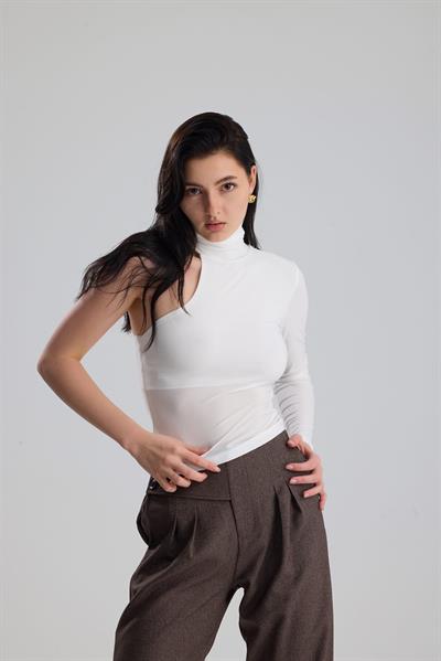 GİZA Tek Kol Ekru Kadın Body Suit