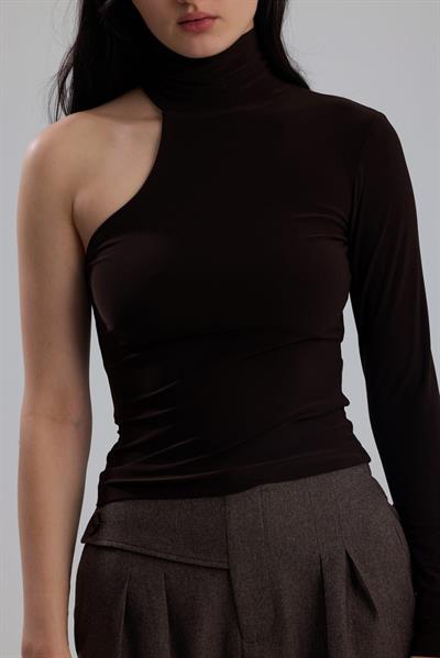 GİZA Tek Kol Kahverengi Kadın Body Suit