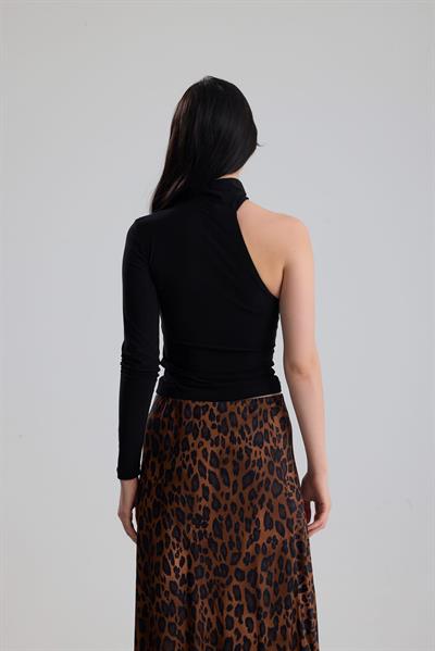 GİZA Tek Kol Siyah Kadın Body Suit