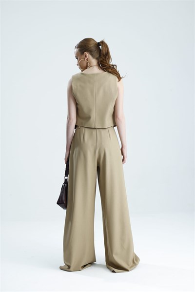 HİLA Palazzo Premium Bej Pantolon