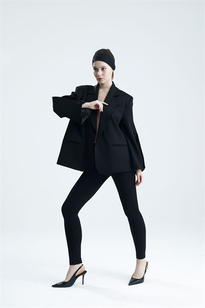 MANAROLA Oversize Siyah Blazer Ceket - Açık/Kesik Kol Detaylı
