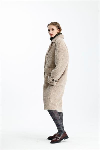 NİNOVA Teddy Bej Oversize Uzun Kaban