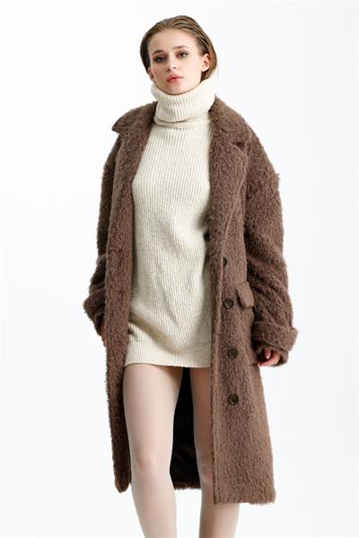 NİNOVA Teddy Kahve Oversize Uzun Kaban
