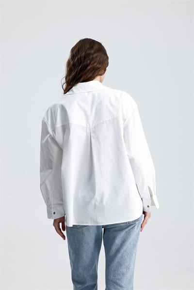 RONDA Kadın Oversize Beyaz Gömlek