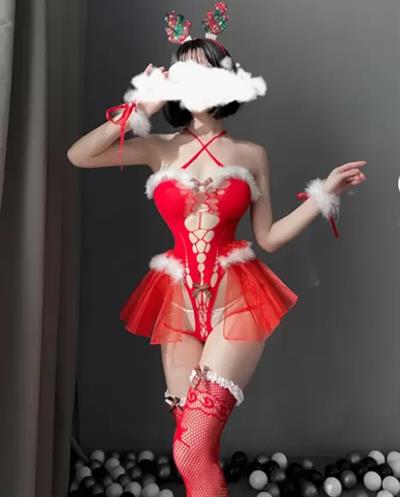 Özel Tasarım Transparan Büstiyer Kostüm Seti Peluş Detaylı File Çoraplı