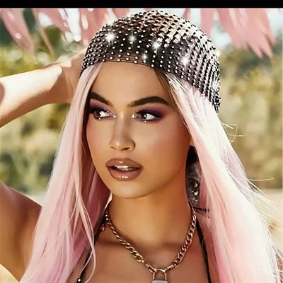 Siyah Taşlı File Bandana Saç Aksesuarı Bone