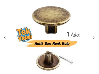 Tek Vidalı Düz Lüks Antik Sarı Düğme 