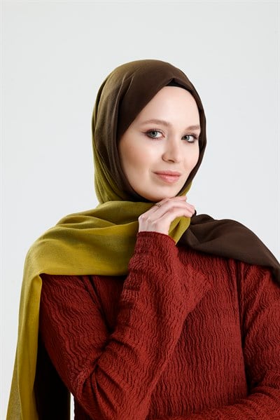 Pure Degrade Serisi - Zeytin Kahve - %100 Pamuk Şal