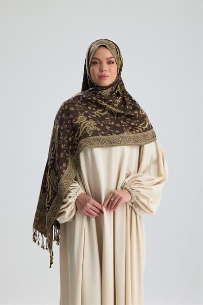 Royale Passage Serisi - Turkish Coffee - Cashmere Collection / Dokuma Kaşmir Şal