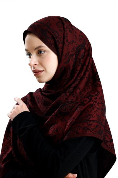 Shine Serisi - Burgundy / Dokuma Pashmina Şal