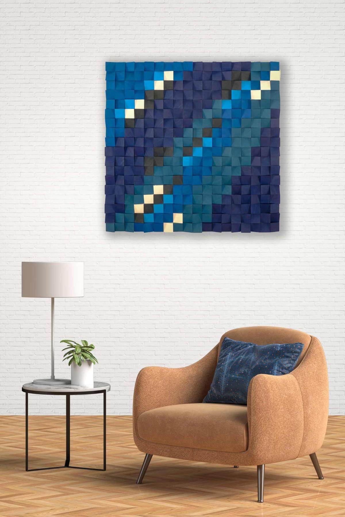 Blue Eyes Handmade Mosaic Wood Wall Art