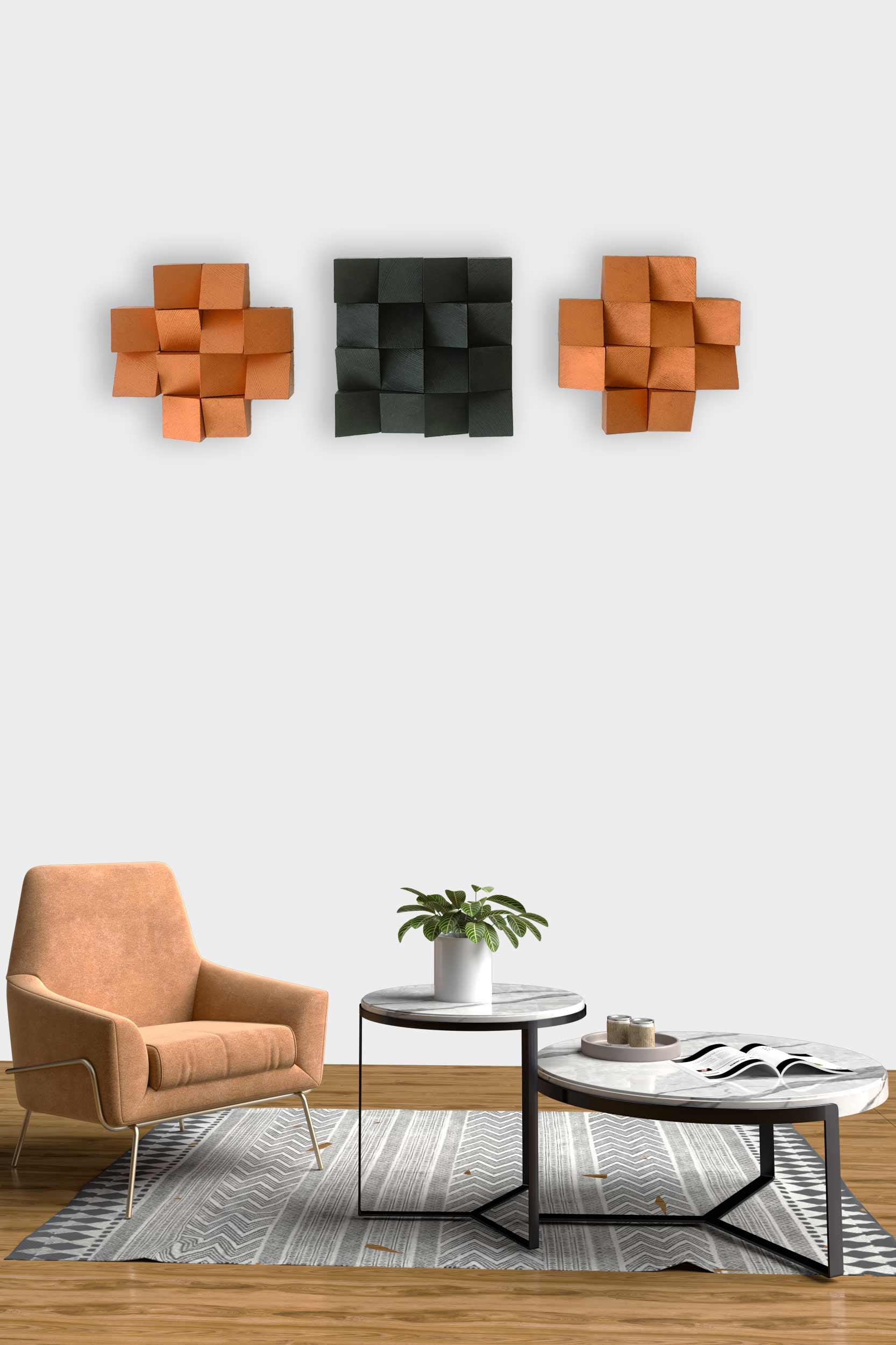 Bronze Age Handmade Mosaic Wood Wall Art