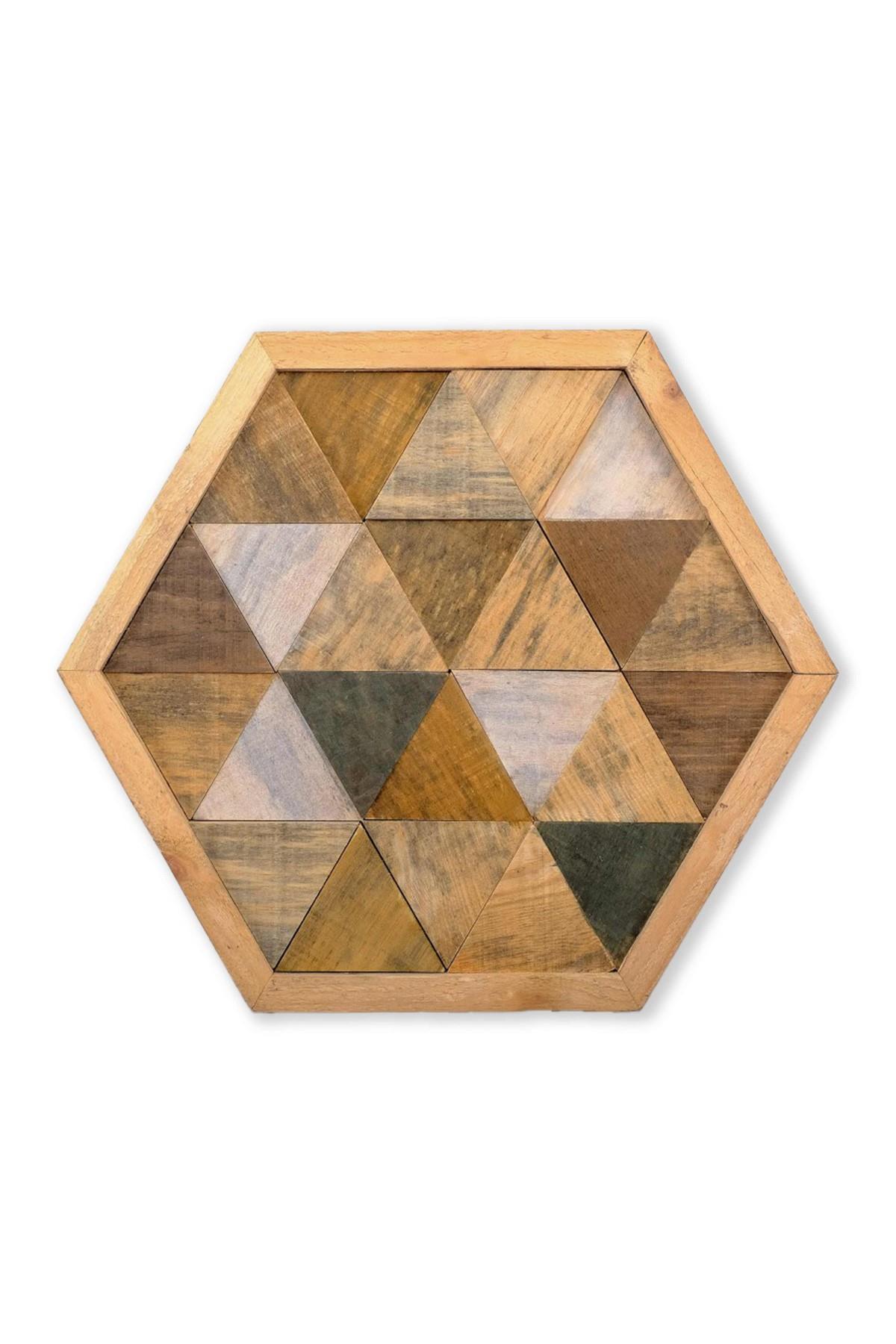 heXagon Rustik El Yapımı Ahşap Duvar Tablosu