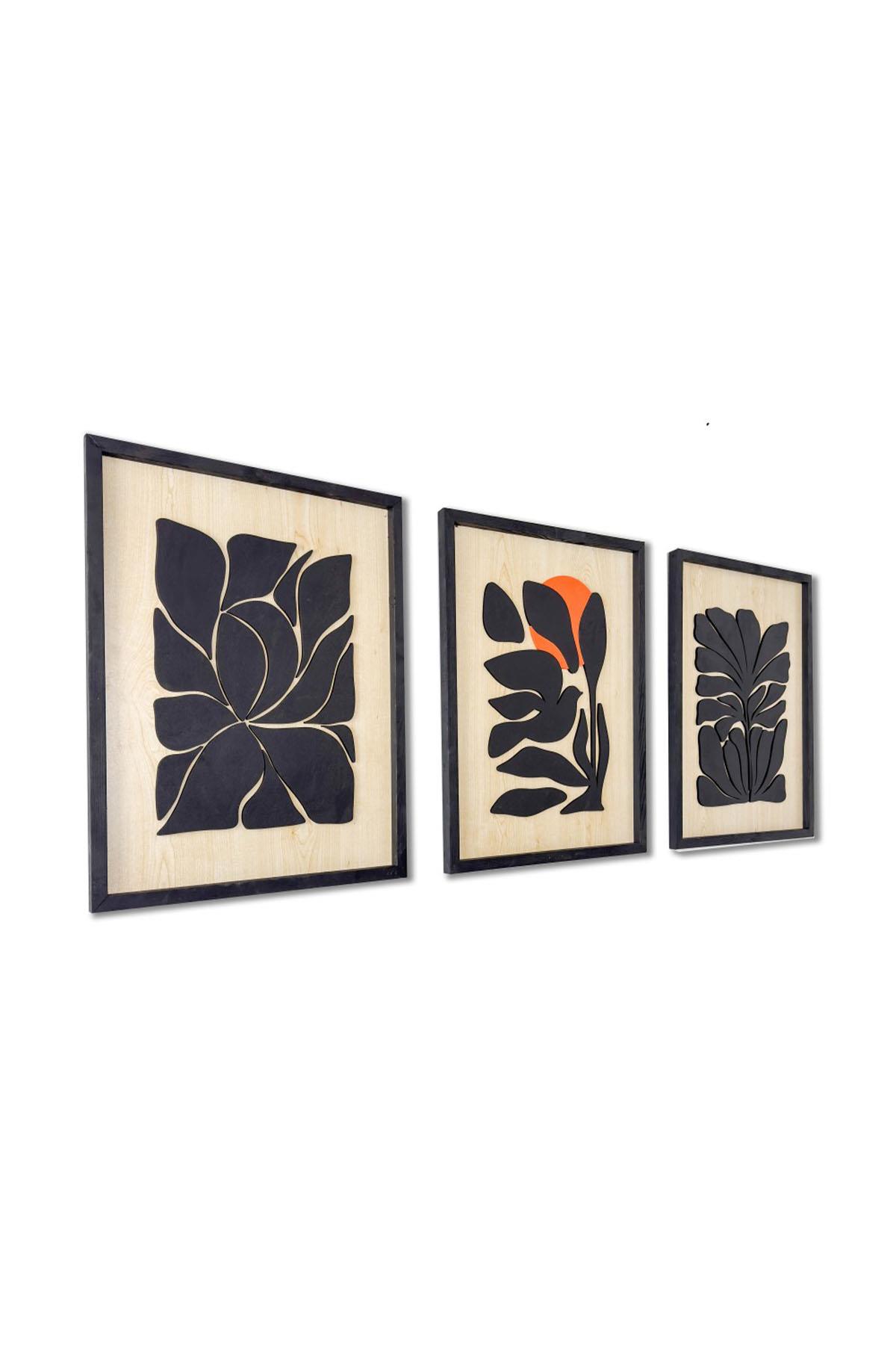 Kuş 3lü Set Soyut Ahşap Duvar Tablosu