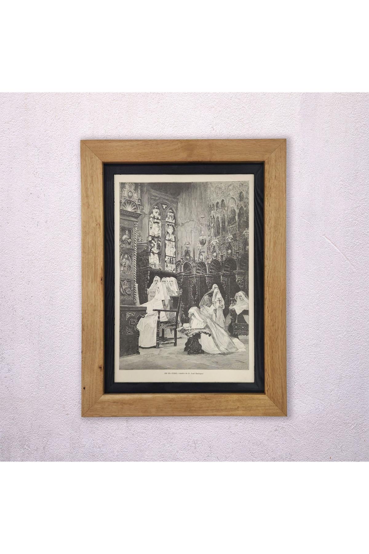 3lü Set – Orijinal Antika İspanyol Meşe Çerçeveli Dergi Kapağı: “Sanatsal İllüstrasyon” Şubat 1892