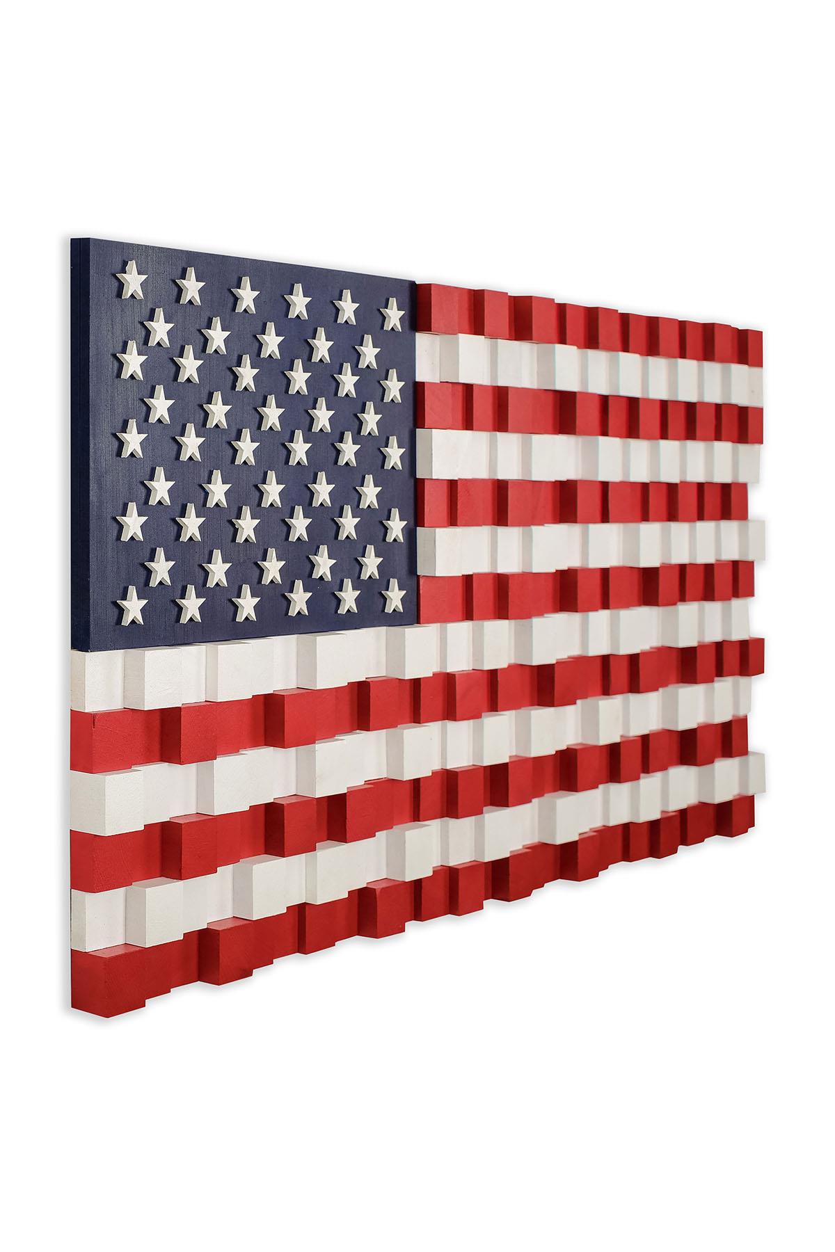 US Flag Handmade Mosaic Wood Wall Art