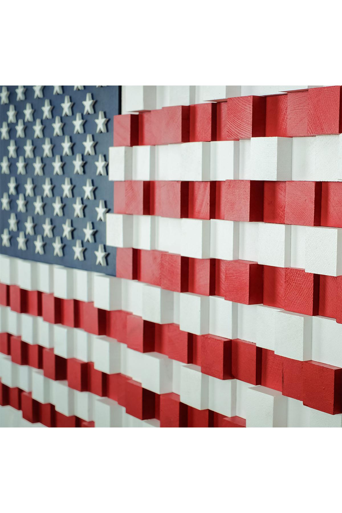 US Flag Handmade Mosaic Wood Wall Art